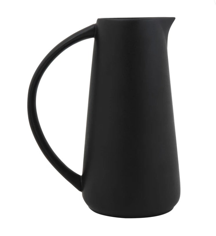 Matte Black Stoneware Pitcher