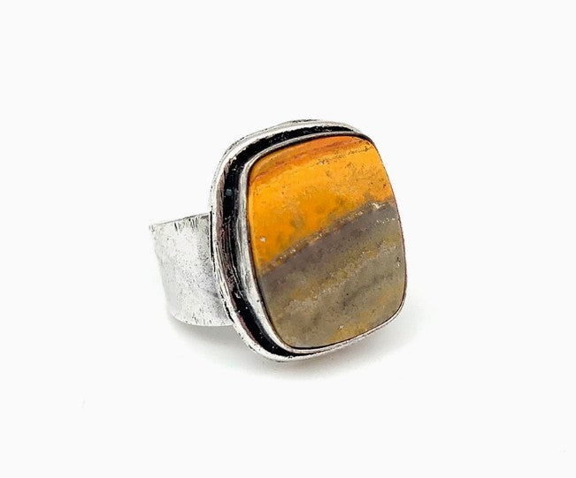 Kashi Semiprecious Large Stone Ring - Bumblebee Jasper