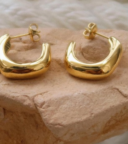 Demi 18K Gold Non-Tarnish Classic C Hoop Earring