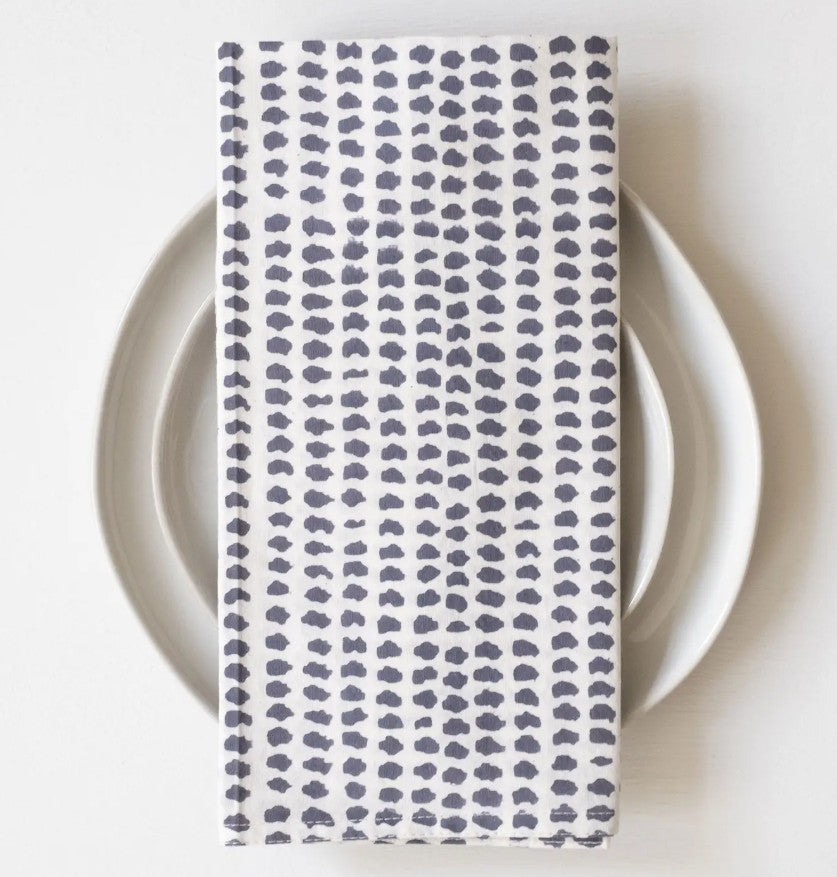 Dot Block Printed Napkins in Charcoal- set of 4