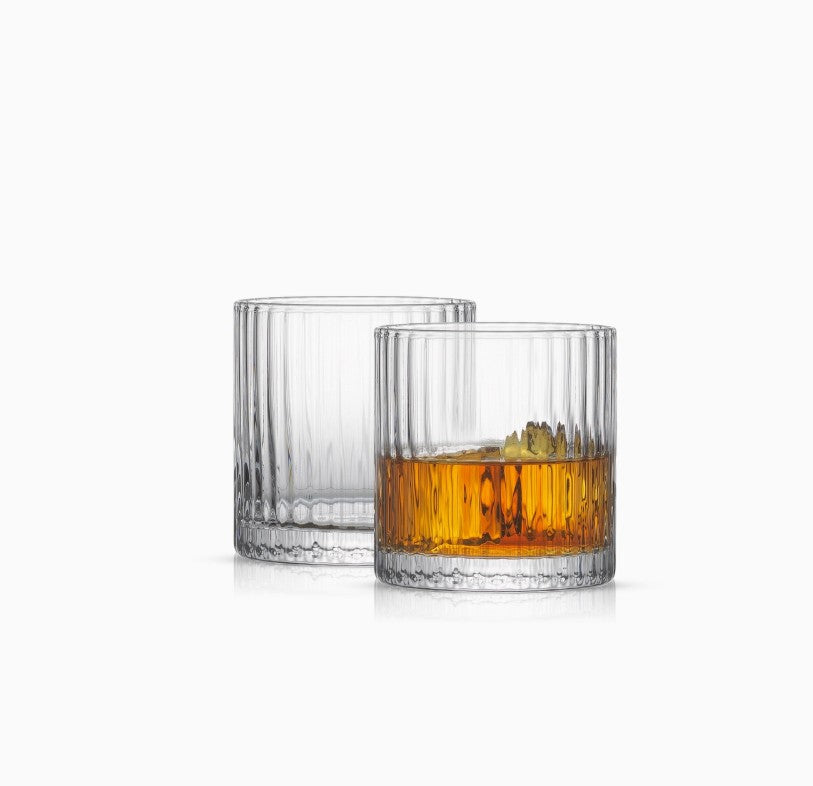 Elle Fluted Double Old Fashion Whiskey Glass, Set of 2