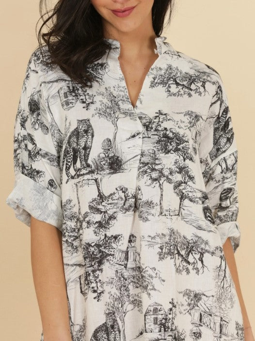 Linen Print Dress