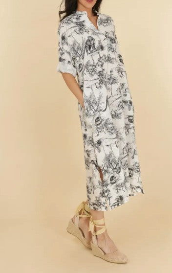 Linen Print Dress