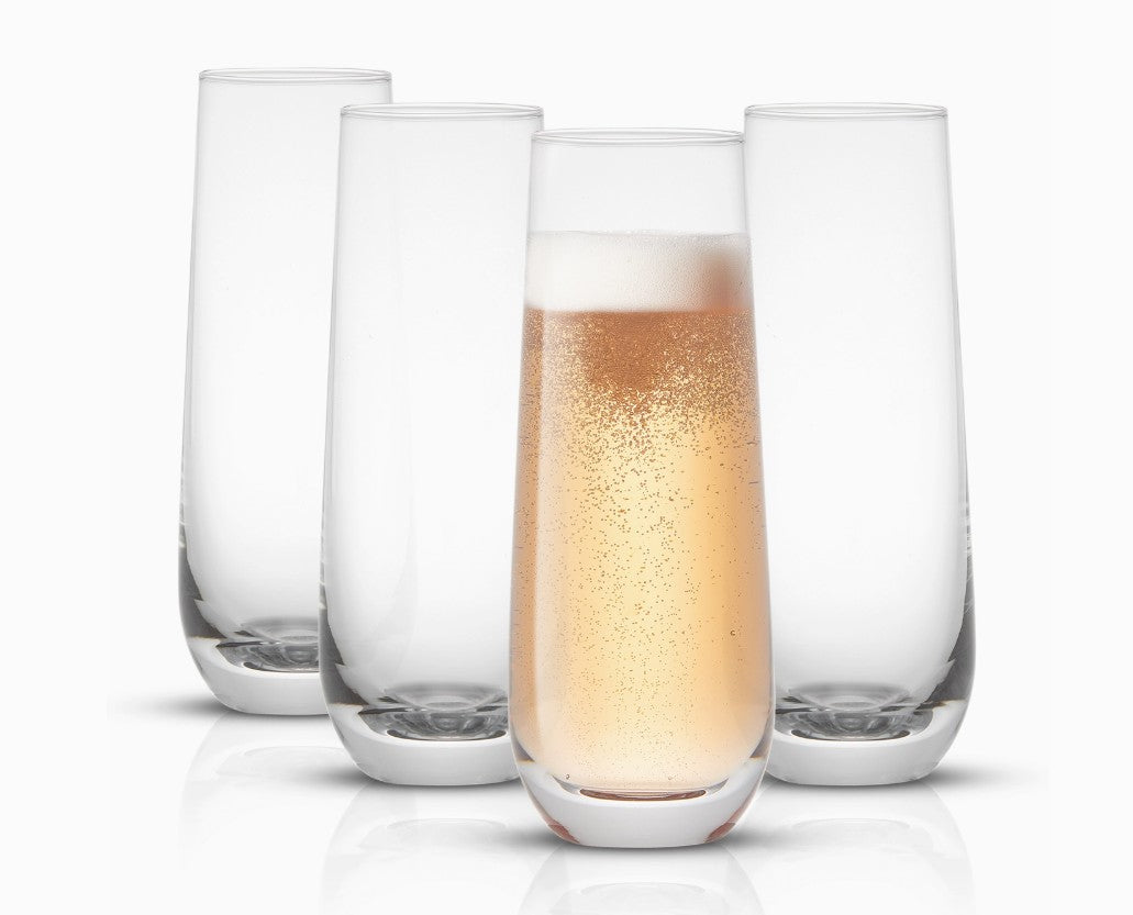 Milo Champagne Glasses 9.4 oz, Set of 4: Lead-Free Crystal