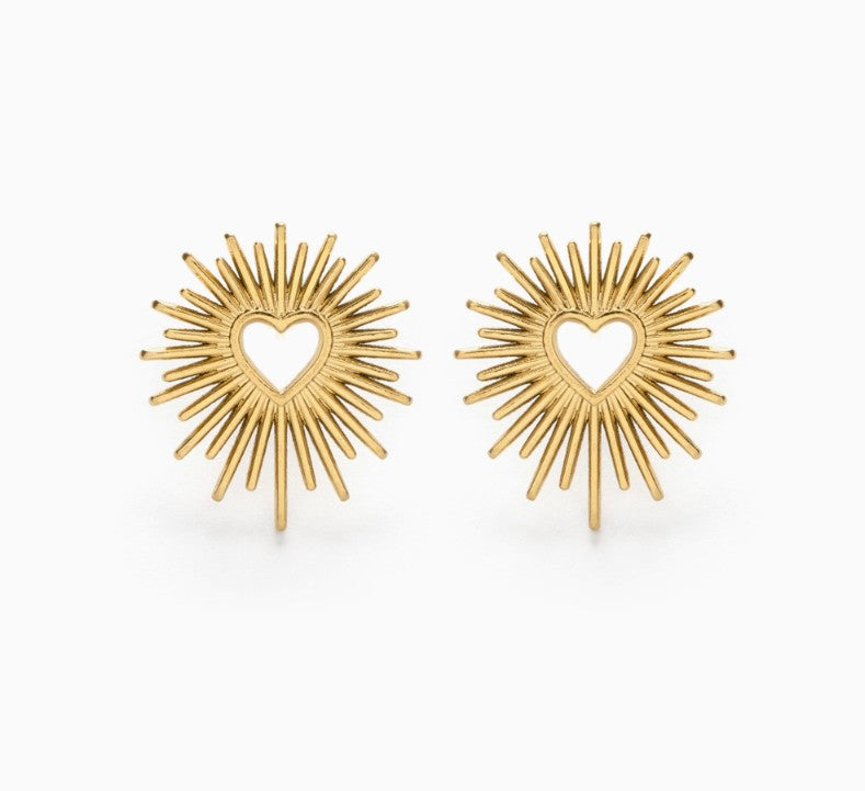 Open Heart Stud Earrings