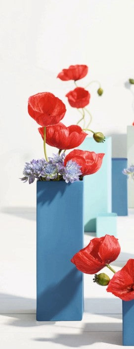 Blue Stoneware Cube Vases (Large)