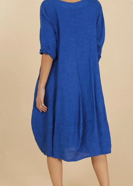 Linen V Neck Dress