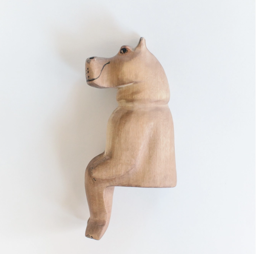 Hand-Carved Hippo Shelf Sitter
