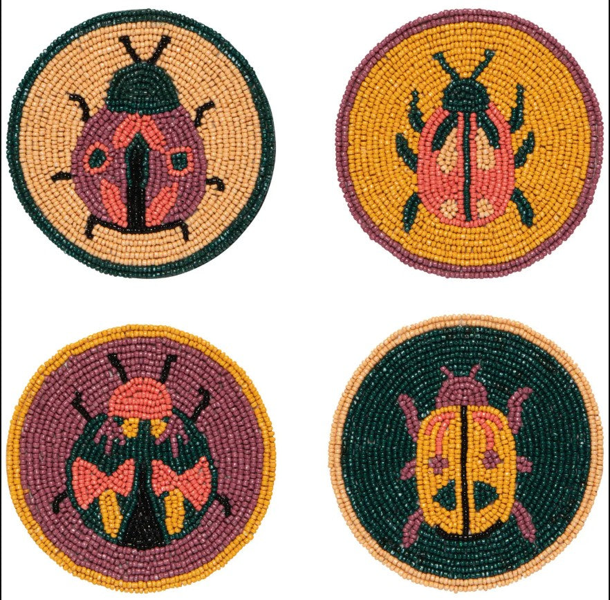 Beaded Coasters, Set of 4