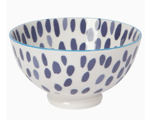 Blue Spots Stamped Bowl, 4"