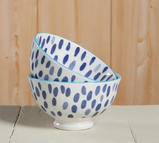 Blue Spots Stamped Bowl, 4"