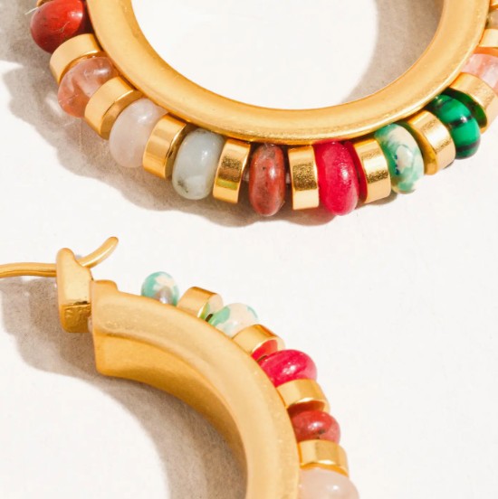 Capri 18K Gold Color Beaded Resort Hoop