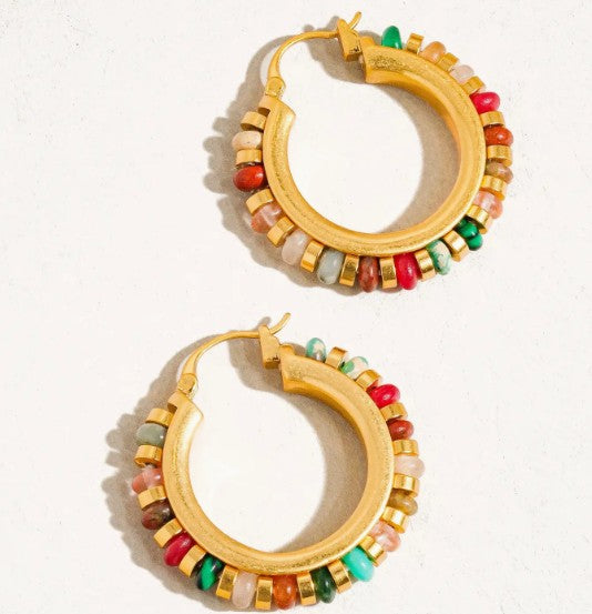 Capri 18K Gold Color Beaded Resort Hoop