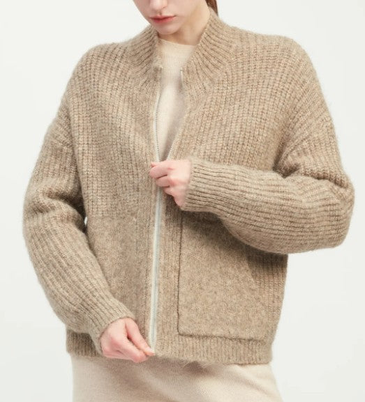 Alpaca Bomber Zip Cardigan