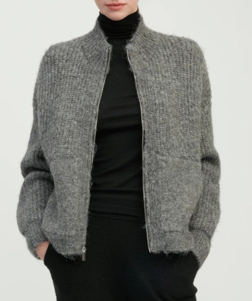 Alpaca Bomber Zip Cardigan