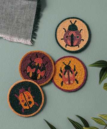 Beaded Coasters, Set of 4