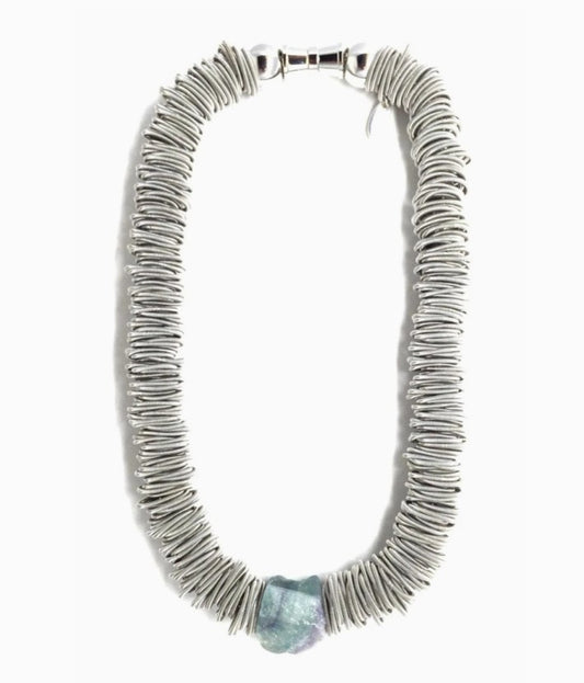 Silver Spring Necklace with Single Fluorite