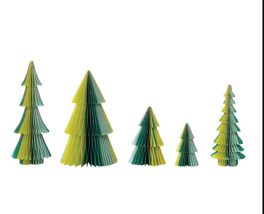 Handmade Recycled Paper Honeycomb Tree Set of 5