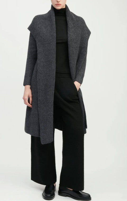 Wide Shawl Collared Long Cardigan